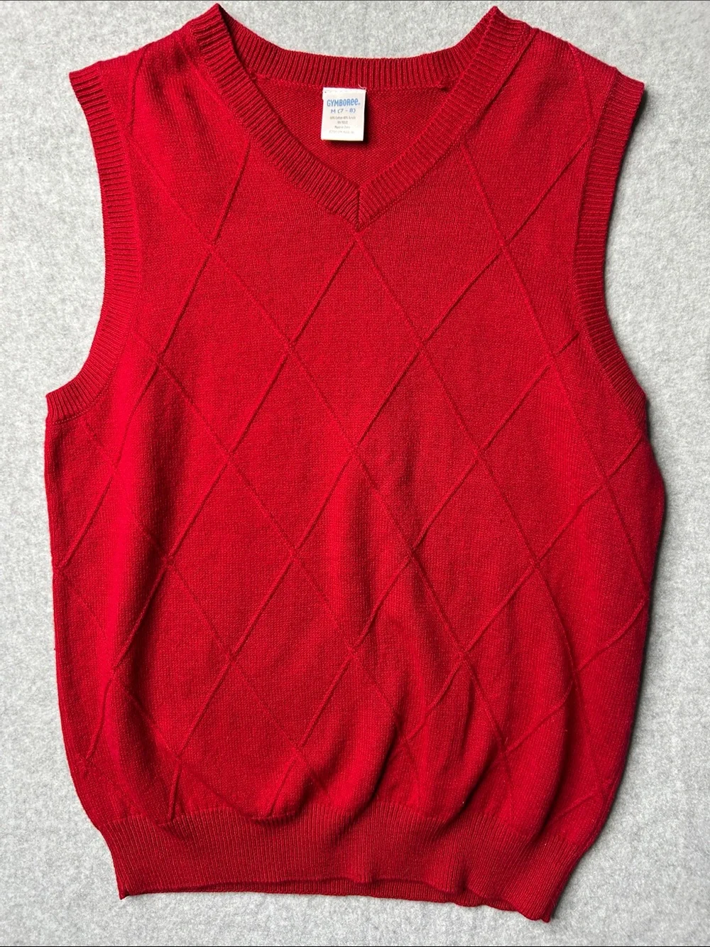Gymboree Red Diamond Knit‎ V-Neck Sweater Vest - Solid Red